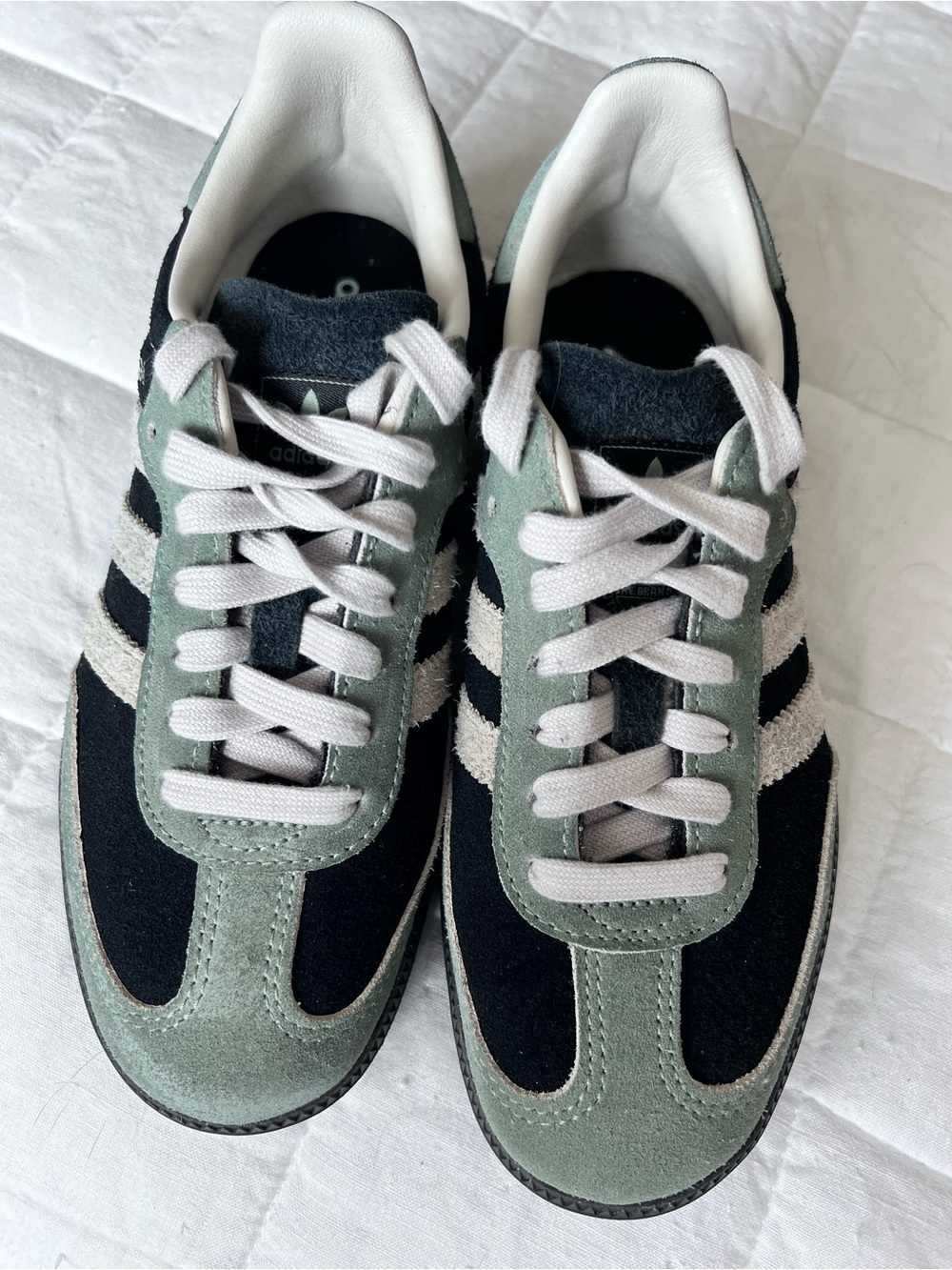 adidas Samba Sneakers in Black, Light Green, and Cream - Picture 3 of 5
